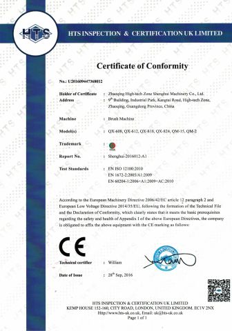 CE certificate from Guangdong Shenghui Machinery Co., Ltd