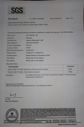 FDA certificate from Hebei Meshtech Technology Co.,LTD