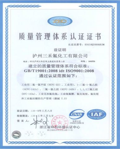 ISO 9001 Certificarte certificate from Chengdu Dimax Chemical Co., Ltd.