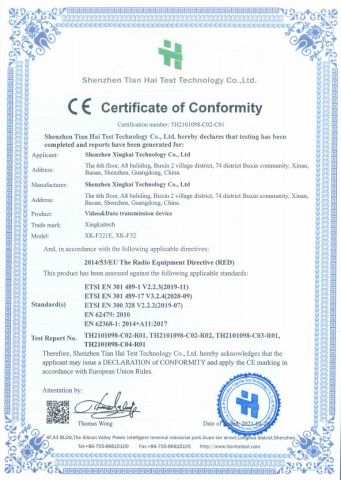 CE certificate from Shenzhen Xingkai Technology Co., Ltd