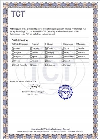 TPD certificate from Shenzhen Eminence-Top Technology Co., Ltd.
