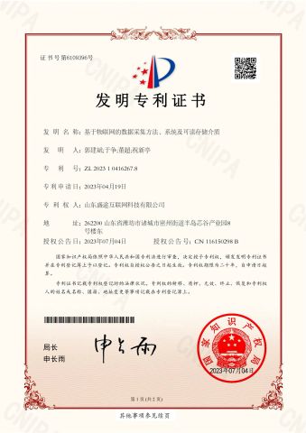 Invention Patent certificate from Shandong Shengtu Bufan Intelligent Technology Co., Ltd.