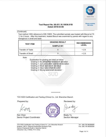 LFGB REPORT certificate from Xiamen Great Dragon Co., Ltd.
