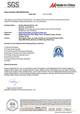 SGS certificate certificate from Xuzhou Yanjia Glassware Co., Ltd.