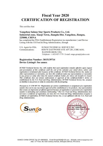 FDA certificate from Shanghai Acdive Technology Co., Ltd.