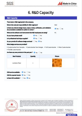 Certification Report certificate from Changzhou Richwood Decorative Material Co., Ltd.