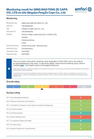 BSCI CERTIFICATE certificate from QINGDAO HEILINE INDUSTRIAL CO., LTD.