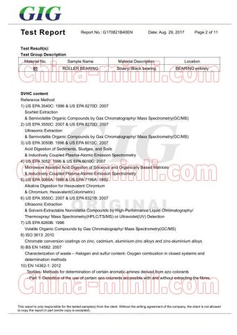 REACH certificate certificate from NINGBO GUOLI PULLEY MANUFACTURE CO., LTD.