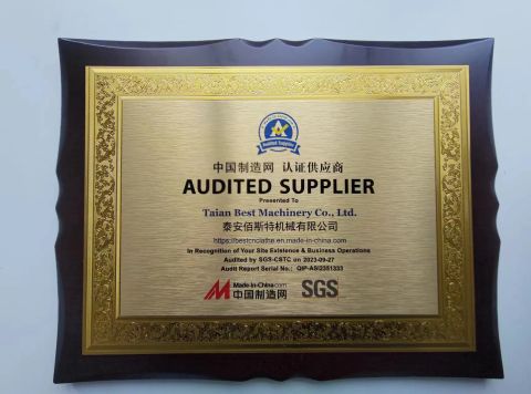 SGS AUDITED SUPPLIER certificate from Taian Best Machinery Co., Ltd.