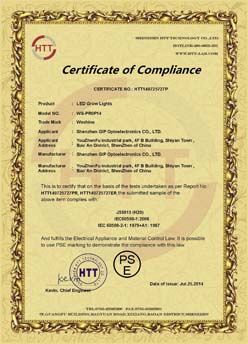 PSE certificate from Shenzhen GIP Company Limited