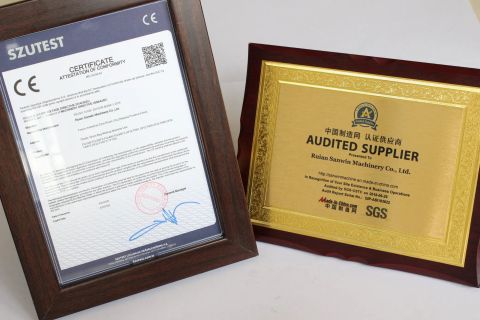 Certifications certificate from Ruian Sanwin Machinery Co., Ltd.