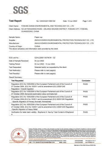 SGS certificate of Foshan Diansi Environmental and Technology Co. , Ltd – certificate photo, supplier certificates section