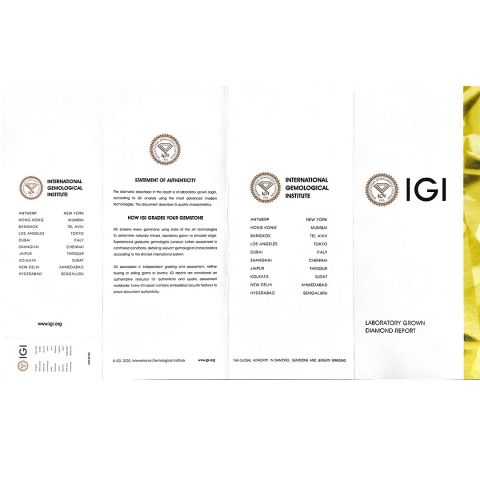 IGI certificate certificate from Wuzhou Messi Gems Co., Ltd.
