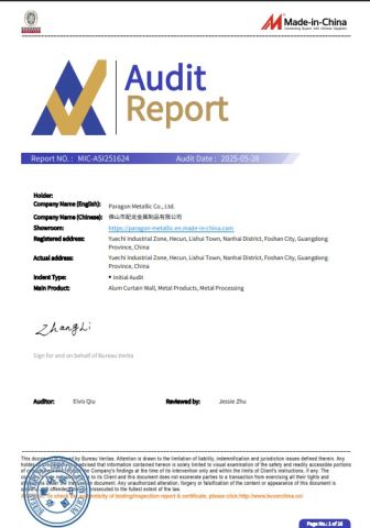 BV AUDIT REPORT certificate from Paragon Metallic Co., Ltd.