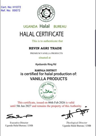 Halal certificate certificate from REVIN AGRI-TRADE