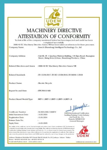 CE-Electric Tricycle certificate of SDgrand Equipment Co., Ltd – certificate photo, supplier certificates section