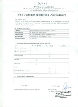 Client t Excellent Feedback certificate from Uts International Co., Ltd