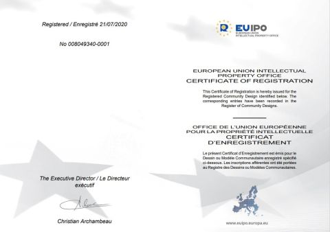 Register of community designs certificate from Shandong Jiankun Protective Equipment Co., Ltd.