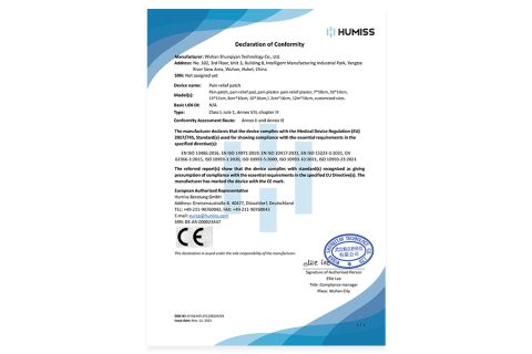 DOC_Pain-relief-patch.jpg certificate from Wuhan Shunqiyan Technology Co., Ltd.