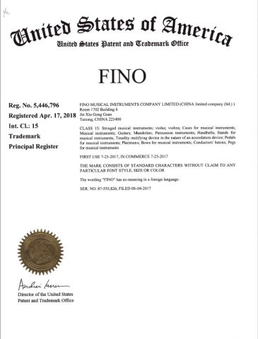 Certificates certificate of Fino Musical Instruments Company Limited – certificate photo, supplier certificates section