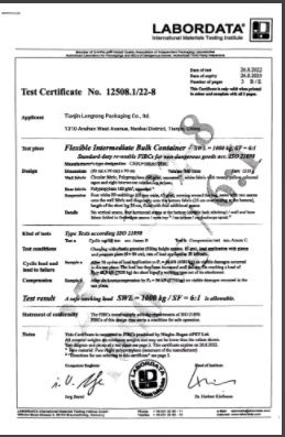 certificate2 certificate from Tianjin Longterm Plastic Co. Ltd.