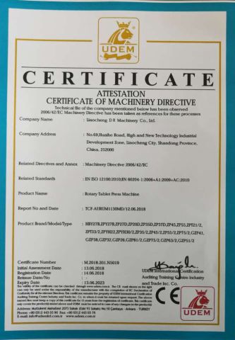 CE certificate from Liaocheng DR Machinery Co., Ltd.