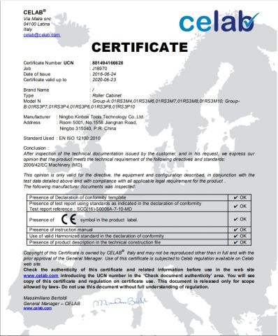 CE certificate from Ningbo Kinbox Tools Technology Co., Ltd.