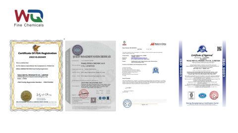 Certificates certificate from W&Q FINE CHEMICALS CO., LIMITED