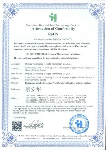 ROHS certificate from Tianjin Weipeng Security Facilities Co., Ltd
