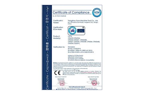 CERTIFICATE OF COMPLIANCE certificate from NANJING JSC TRADING COMPANY LIMITED