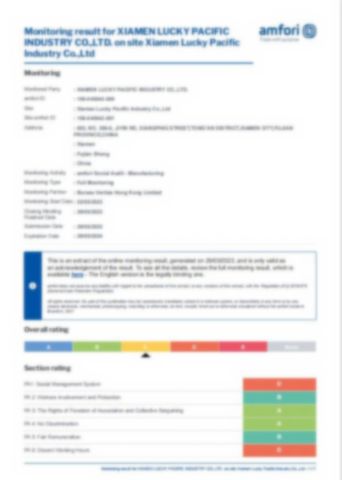 certificate certificate from Xiamen Lucky Pacific Industry Co., Ltd