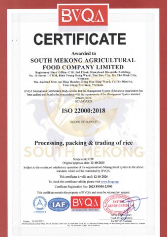 ISO certificate from South Mekong