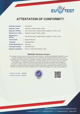CE certificate of Hangzhou Longwin Industry Limited – certificate photo, supplier certificates section