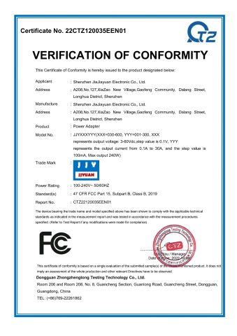 FCC certificate from Shenzhen Jiajiayuan Electronic Co., Ltd.