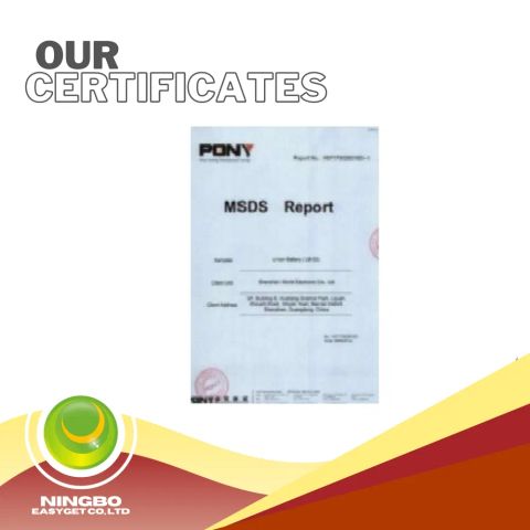 MSDS Report Certificate certificate from Ningbo Easyget Co., Ltd.