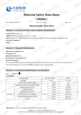 MSDS certificate of Shenzhen Huazhong Sun May Technology Co., Ltd – certificate photo, supplier certificates section