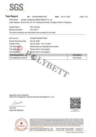 Product Inspection Report certificate from Changzhou Zhongtian Fire-Proof Decorative Sheets Co., Ltd.