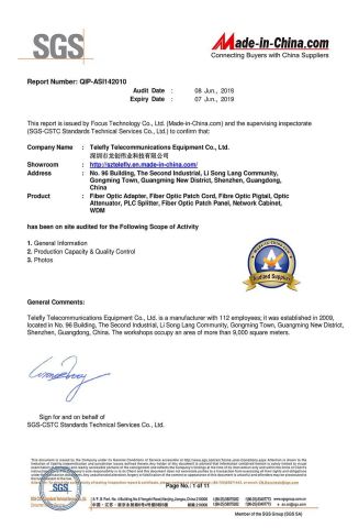 SGS Certificate certificate from Telefly Telecommunications Equipment Co., Ltd.