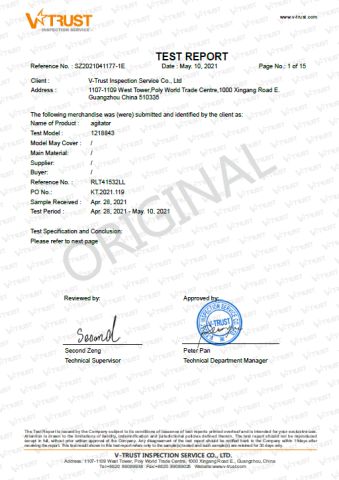 EU test of H51-2534 certificate from Xiamen Sinogrinder Houseware Co., Ltd.