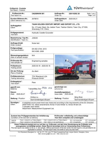 TUV JH8230 certificate from Taian Jiahe Engineering Machinery Co., Ltd.