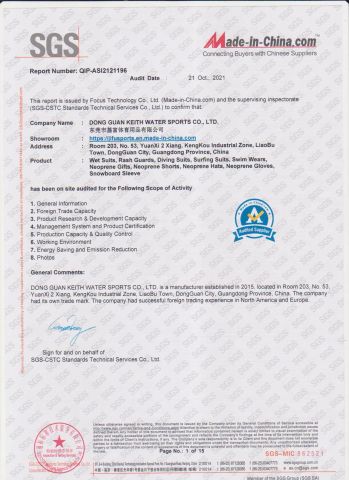 SGS Report certificate from DONG GUAN KEITH WATER SPORTS CO., LTD.