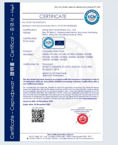 CE certificate of Jining Sich Machinery Co., Ltd. – certificate photo, supplier certificates section