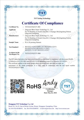 Cartifcate Of Compliance.Q5236-3RC certificate from Qingyuan IBoss Smart Technology Co., Ltd.