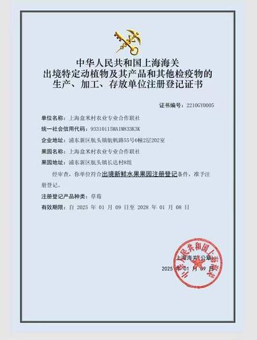 Production and Processing Registration certificate certificate from Shanghai Hemi Supply Chain Technology Co., LTD