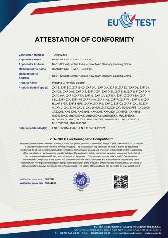 CE certificate certificate from RAYSOV Instrument Co., Ltd.