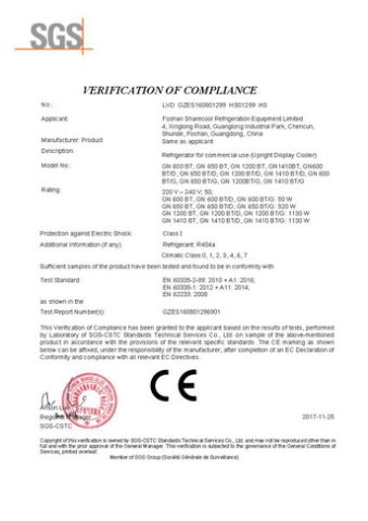 CE Certificate certificate of Foshan Sharecool Refrigeration Equipment Co., Ltd. – certificate photo, supplier certificates section