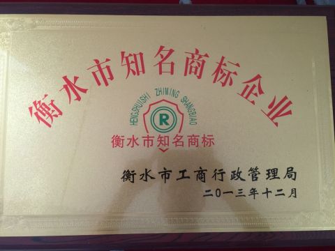 Hengshui well-known trademark enterprise certificate from Hebei Yizhuo New Material Technology Co., Ltd.