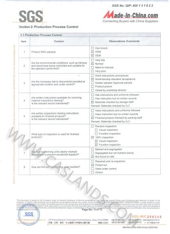 SGS Factory Audit Report certificate from Foshan Casland Garments Co., Ltd.