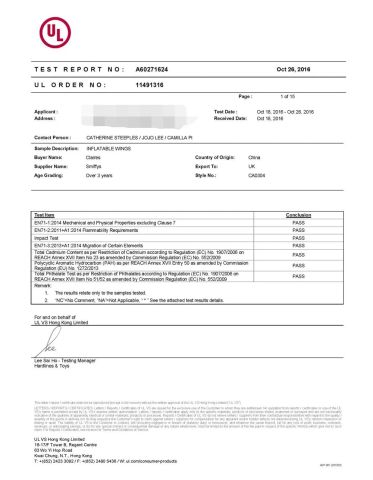 EN71 report certificate from MAX (HK) INDUSTRIAL CO., LIMITED