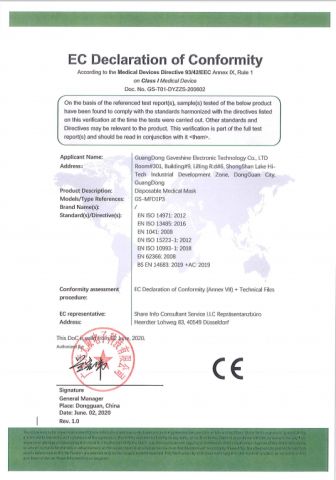 EC Declaration of Conformity certificate from Dongguan Nuokang Healthcare Technology Co., Ltd.